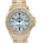 Yellow GOLD Ladies Rolex Yacht-Master 169628 White MOP Diamond Dial Watch Box