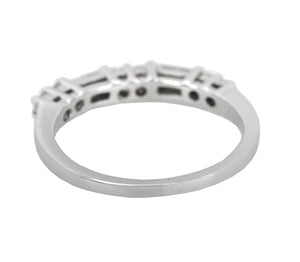 Women's Modern 14K White Gold 0.36ctw Baguette & Round Diamond 2mm Band Ring