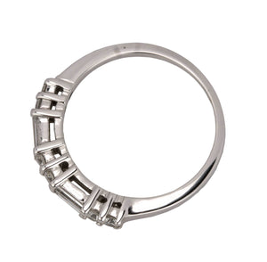 Women's Modern 14K White Gold 0.36ctw Baguette & Round Diamond 2mm Band Ring