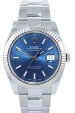 MINT 2018 Rolex DateJust 41 126334 Blue Stick Dial Steel Fluted Watch Box