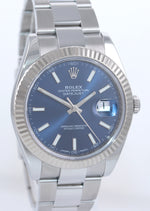 MINT 2018 Rolex DateJust 41 126334 Blue Stick Dial Steel Fluted Watch Box