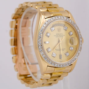 Rolex Day-Date President 36mm DIAMOND Champagne BARK 18K Yellow Gold Watch 18038