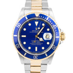 Rolex Submariner Two-Tone 18K Gold Stainless Blue 40mm Watch 16613 BOX PAPERS