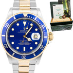 Rolex Submariner Two-Tone 18K Gold Stainless Blue 40mm Watch 16613 BOX PAPERS