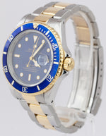 Rolex Submariner Two-Tone 18K Gold Stainless Blue 40mm Watch 16613 BOX PAPERS