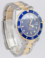 Rolex Submariner Two-Tone 18K Gold Stainless Blue 40mm Watch 16613 BOX PAPERS