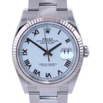 2020 NEW Rolex DateJust White Roman 36mm 126234 Steel White Gold Fluted Watch