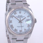 2020 NEW Rolex DateJust White Roman 36mm 126234 Steel White Gold Fluted Watch