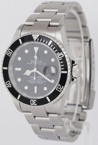 Rolex Submariner Date 40mm Black NO-HOLES CASE Stainless Steel Watch 16610