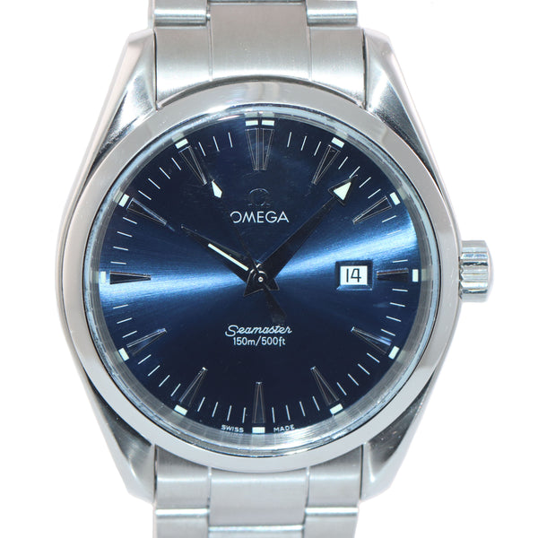 Omega Seamaster Aqua Terra Quartz Stainless Steel 39mm Blue Date Watch