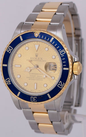 RARE Rolex Submariner Date 18K Two-Tone Gold CHAMPGANE PATINA 40mm Watch 16803