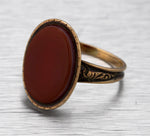 Ladies Vintage Estate 14K Yellow Gold Oval Carnelian Gemstone Cocktail Ring