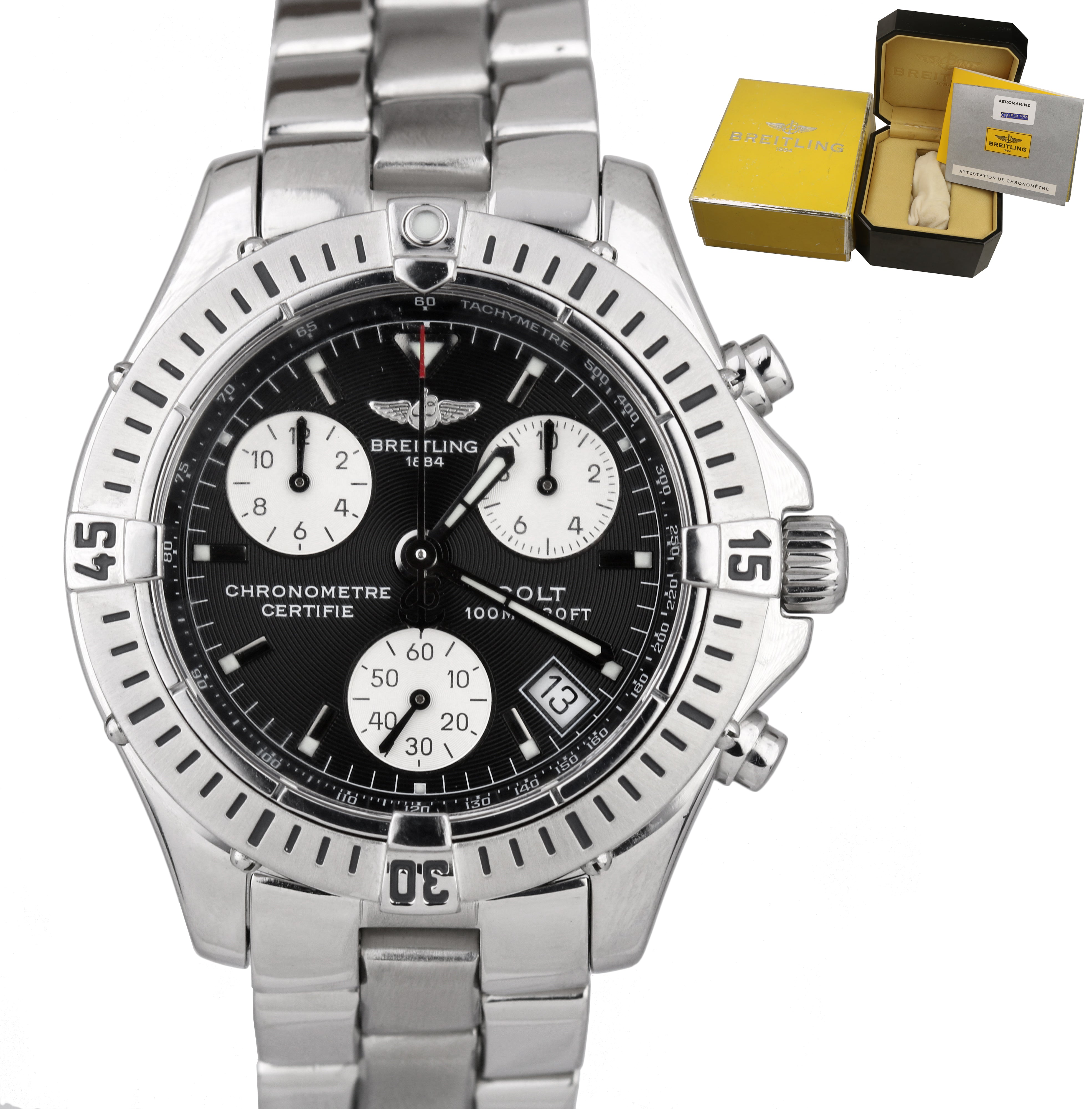 Breitling Colt Chronograph Quartz Aeromarine Stainless 38mm Black A733