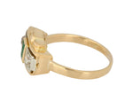 Women's Antique Estate 14K Yellow Gold 0.40ctw Diamond Emerald Cocktail Ring