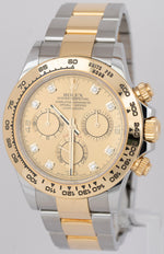 Rolex Daytona Champagne Diamond Chronograph Two-Tone Gold Steel Watch 116503