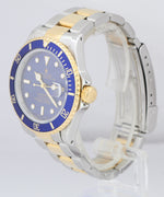 Rolex Submariner Date Two-Tone Steel Gold Blue 40mm Watch 16613 LB BOX PAPERS