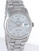FACTORY DIAMOND Rolex Day-Date President 18206 Silver Platinum Watch Box