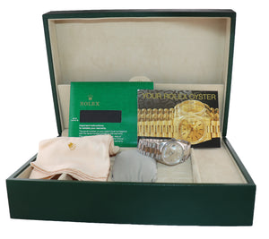 FACTORY DIAMOND Rolex Day-Date President 18206 Silver Platinum Watch Box