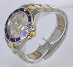 MINT 2002 Rolex Submariner Slate Serti Diamond Sapphire 16613 Two-Tone Blue 40mm