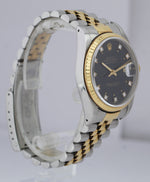 RARE Rolex DateJust 36mm Two-Tone Black Diamond 18K Gold Steel Jubilee 16233