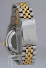 RARE Rolex DateJust 36mm Two-Tone Black Diamond 18K Gold Steel Jubilee 16233