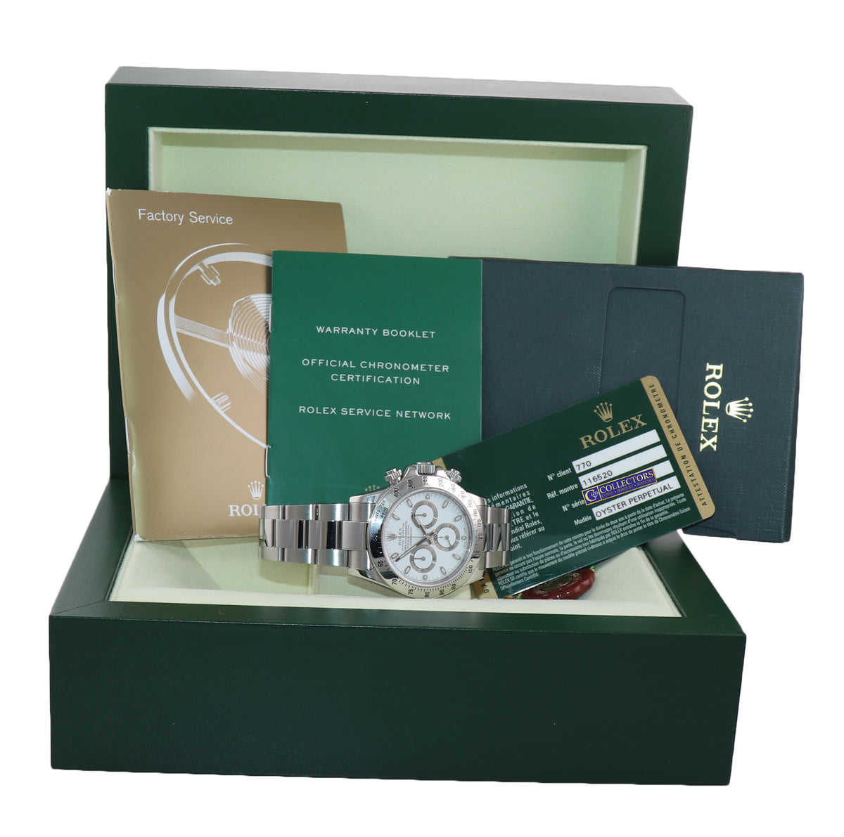 2011 PAPERS Rolex Daytona 116520 White APH Steel New Style Fat Buckle