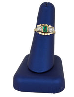 Women's Antique Estate 14K Yellow Gold 0.40ctw Diamond Emerald Cocktail Ring