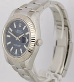 MINT Rolex Datejust II Blue Steel Fluted 18K White Gold Bezel 116334 41mm Watch