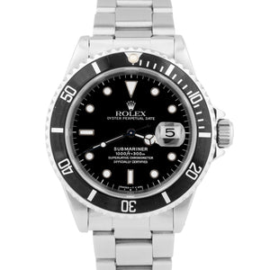 Rolex Submariner Date Black 40mm Stainless Steel Automatic Oyster Watch 16610