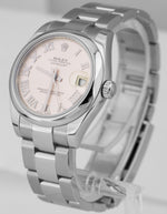 Ladies Rolex DateJust Midsize Pink Roman 31mm Oyster Stainless 178240 Watch