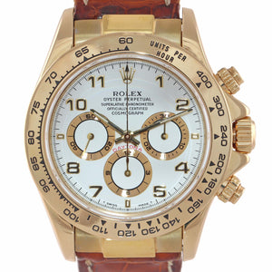 1999 MINT Rolex Daytona Zenith Cosmograph 16518 White Arabic 18k Yellow Gold Watch