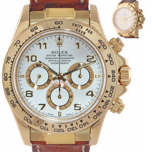 1999 MINT Rolex Daytona Zenith Cosmograph 16518 White Arabic 18k Yellow Gold Watch