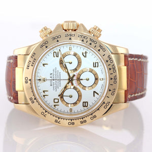 1999 MINT Rolex Daytona Zenith Cosmograph 16518 White Arabic 18k Yellow Gold Watch