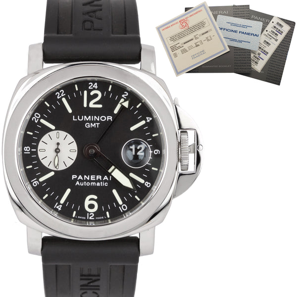 Men s MINT Panerai PAM 88 Luminor GMT Date Automatic Black 44mm Watch