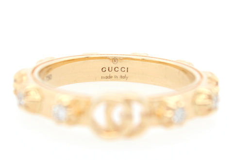 Gucci 0.50ctw Diamond GG Band Ring in 18k Yellow Gold | Size 14