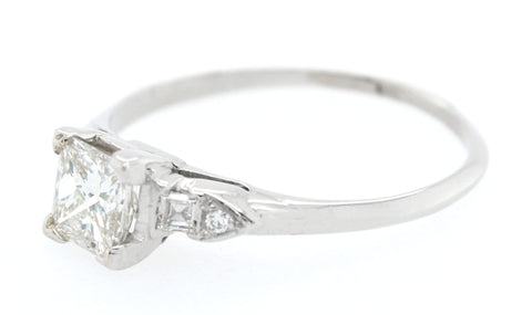 Antique 0.60ctw Diamond Square Engagement Ring in Platinum | Size 5.50