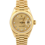 UNPOL. Ladies Rolex DateJust President 26mm Diamond Champagne Dial Watch 69178