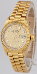 UNPOL. Ladies Rolex DateJust President 26mm Diamond Champagne Dial Watch 69178