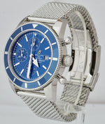Breitling SuperOcean Heritage Blue Chronograph A13320 46mm Mesh Stainless Watch