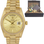 MINT Rolex Day-Date President 36 Champagne Tapestry 18K Yellow Gold Watch 18038
