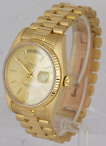 MINT Rolex Day-Date President 36 Champagne Tapestry 18K Yellow Gold Watch 18038
