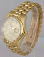 MINT Rolex Day-Date President 36 Champagne Tapestry 18K Yellow Gold Watch 18038