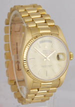 MINT Rolex Day-Date President 36 Champagne Tapestry 18K Yellow Gold Watch 18038