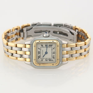 Ladies Cartier Panthere 18K Two Tone Gold Steel Ivory 22mm Quartz Watch 166921