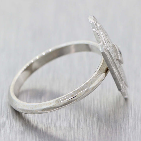 1930s Antique Art Deco Estate 14k White Gold .04ctw Diamond Cocktail Ring