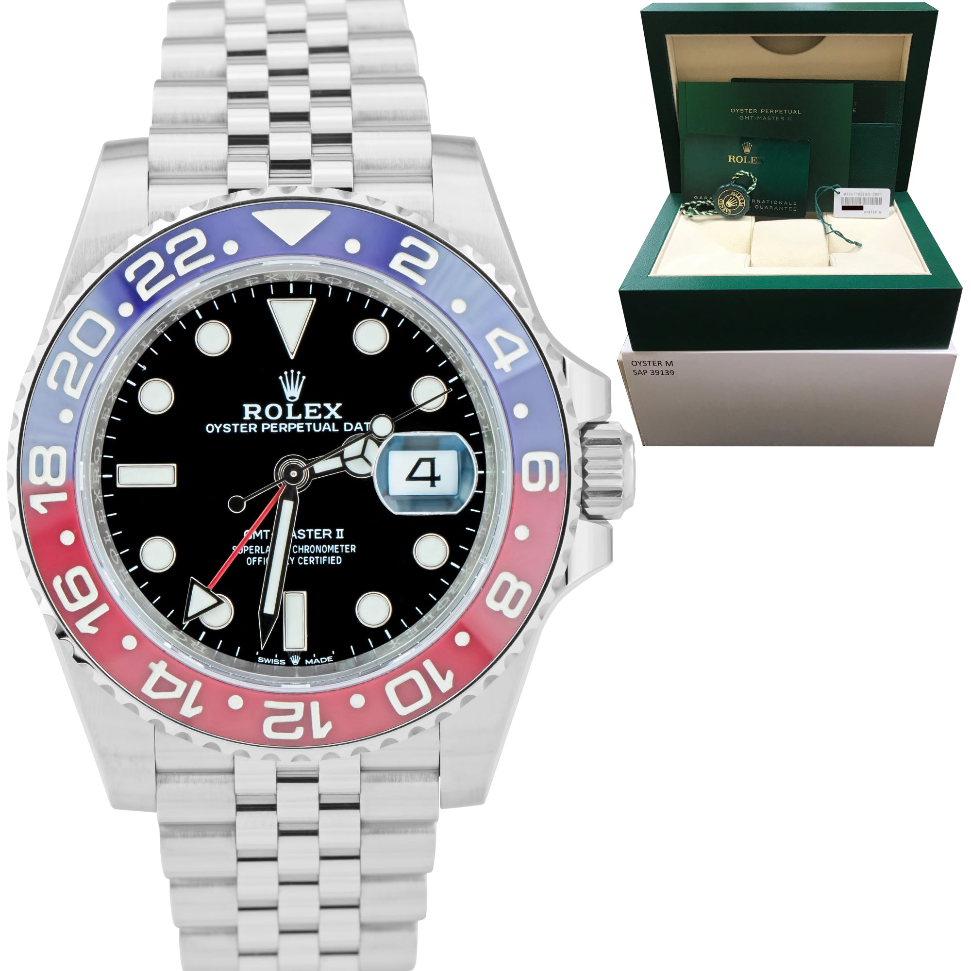 2021 Rolex GMT-Master II PEPSI Red / Blue Stainless 40mm Jubilee 126710 BLRO B+P