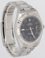 Rolex DateJust II Gray Black Roman Dial 41MM Steel 18K White Gold Watch 116334
