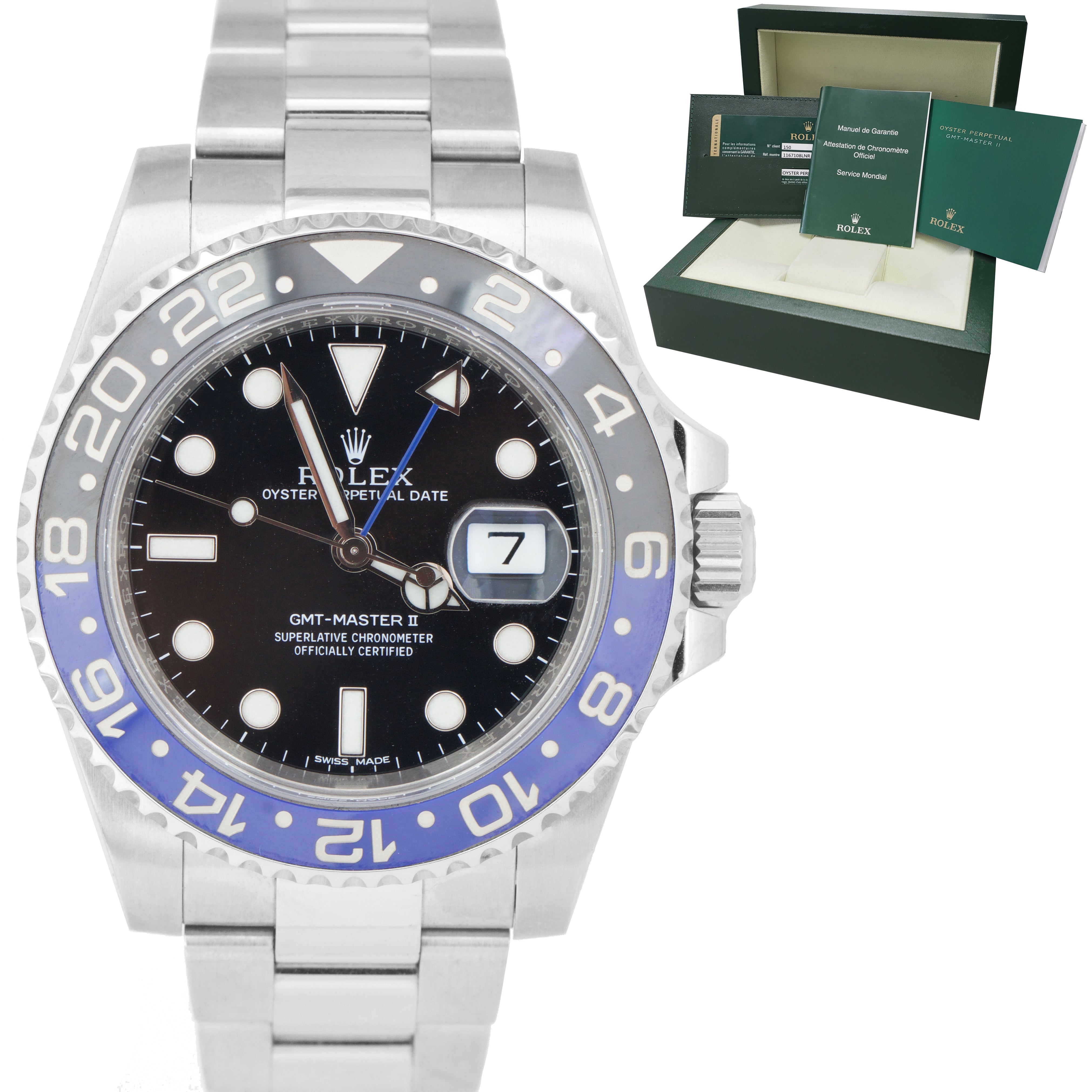 UNPOL. Rolex GMT Master II Batman Blue Black Ceramic 40mm Watch 116710