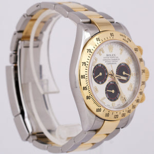 Rolex Daytona Cosmograph 40mm IVORY PANDA RACING 18K Gold Steel Watch 116523 BOX