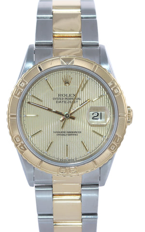 PAPERS Rolex DateJust Turn-O-Graph Champagne 16263 Two Tone Gold Thunderbird Box